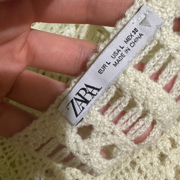 Zara Ecru Crocheted Knit Cropped Sweater - Picture 12 of 12
